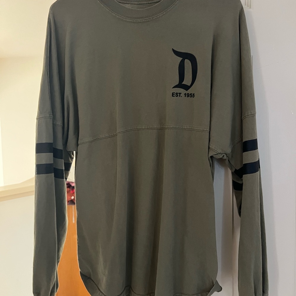 Disneyland Spirt Jesrsey - Olive Long Sleeve Shirt with Black Stripes